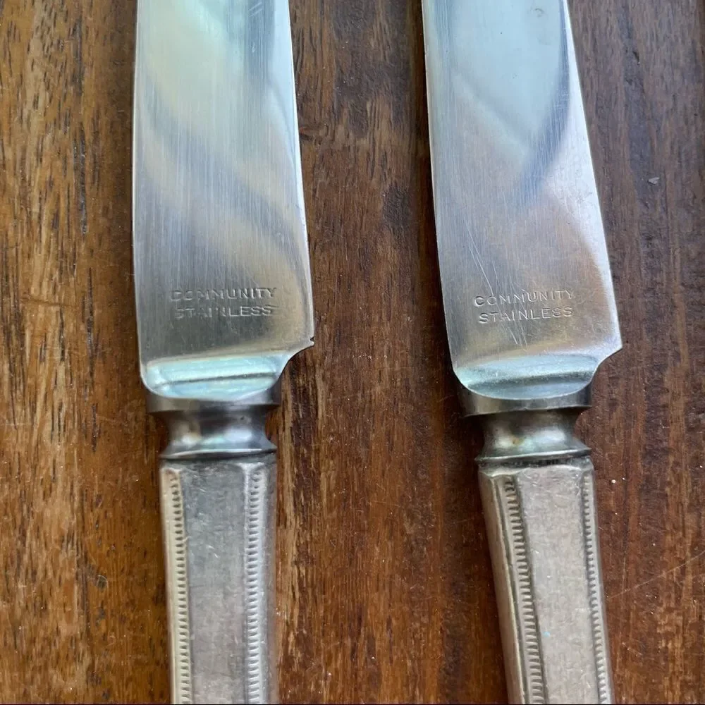 Antique 1921 Oneida Community Plate Grosvenor Grille Knives Set of 6 No Monogram